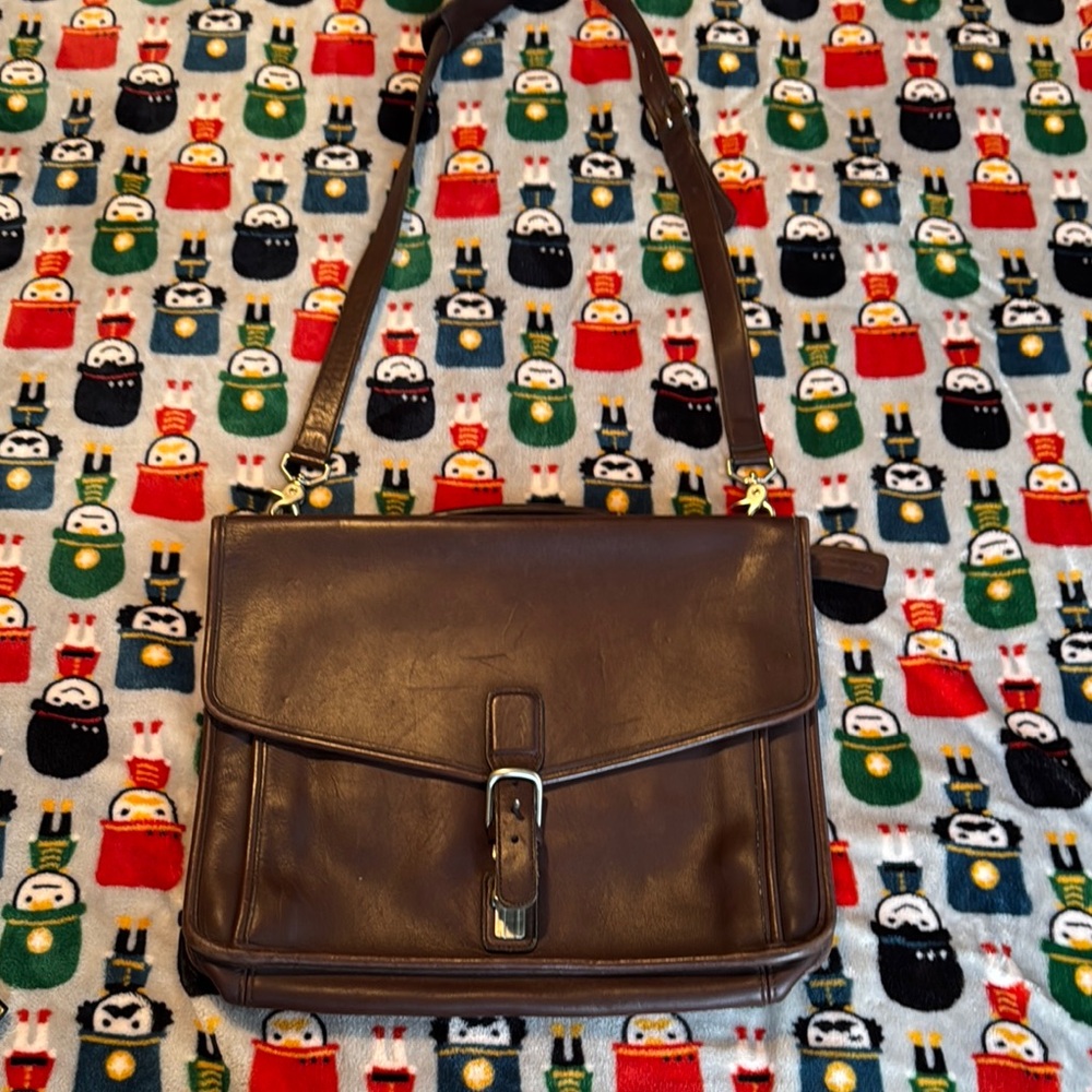 Coach Brown Leather Messenger Bag with Adjustable Strap